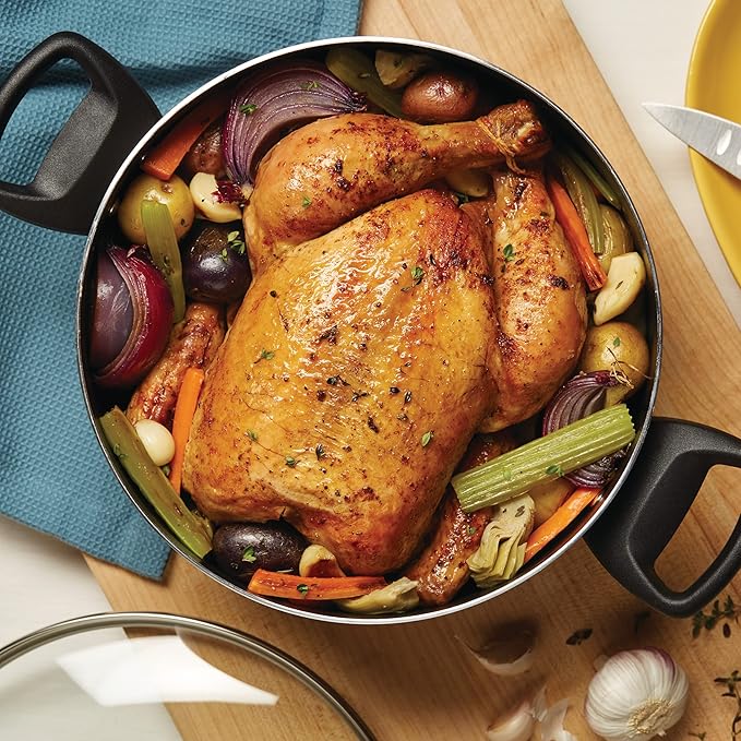 Farberware Cookware Nonstick Stockpot with Lid, 10.5 Quart-Black