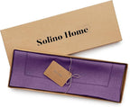 Solino Home Linen Placemats Set of 4 - Classic Hemstitch Purple Placemats 14 x 19 Inch - 100% Pure Linen Table Mats for Winter, Holiday, Valentines, New Year