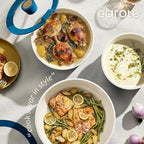 CAROTE 15Pcs Ceramic Cookware Set, Pots and Pans Set Non stick, Non Toxic Cookware Detachable Handle, Induction Cookware, Dishwasher/Oven Safe, RV/Camping, PFAS Free, Blue&Gold