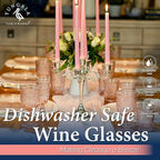 Yungala Pink Wine Glasses Set of 6 Vintage Hobnail Goblets 10 oz Transparent Glassware with Stems Dishwasher Safe
