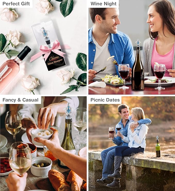 Cheers Penguin Metal Wine Stopper - Elegant Vacuum Seal Reusable Animal Ocean Life Wine Bottle Stopper Airtight Leak Proof Bottle Topper Cork Plug, Cute Home Decor & Bar Tool Accessory Unique Gift