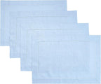 D'Moksha Homes Powder Blue Linen Cloth Placemats Set of 4-100% Pure Linen Hemstitch Placemats 14 x 19 Inch - Classic Hemstitch Table Place Mats for Winter - Handcrafted and Machine Washable