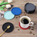 ME.FAN Silicone Coasters with Holder,[6 Pack] Drinking Coasters - Cup Mat for Hot or Cold Drinks, Thickened, Non-Slip, Non-stick,Deep Tray Orange