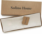 Solino Home Linen Placemats Set of 6 - Light Natural Placemats 14 x 19 Inch - 100% Pure Linen Table Mats for Holiday, New Year - Athena