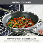 GreenPan Spectra 12" Wok Pan with Lid, Hybrid Tri-Ply Stainless Steel, PFAS-Free Ceramic Nonstick Textured Cooking Surface, Induction Cookware, Diswasher Safe, Oven & Broiler Temp to 850˚F