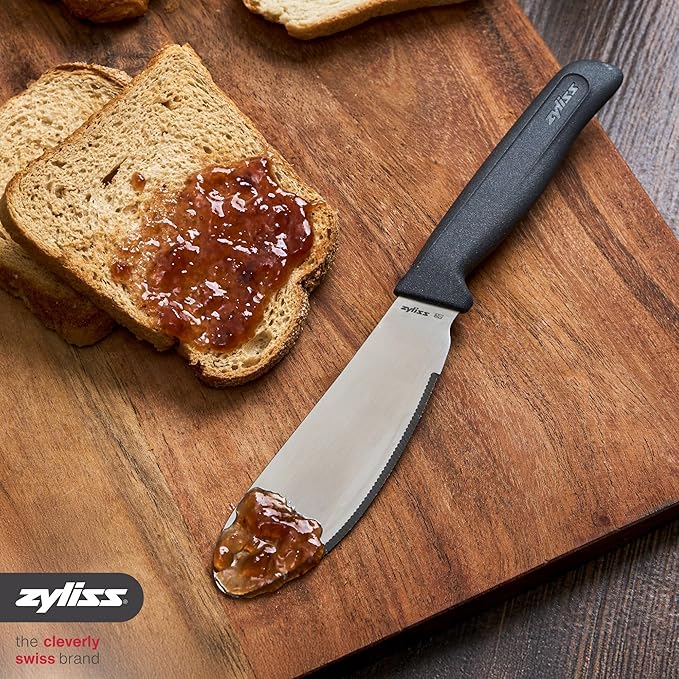 Zyliss Sandwich Knife & Condiment Spreader - Sandwich Spreader for Butter, Cream Cheese, & Jellies - Ergonomic Stainless Steel Spreading - Butter Spread for Bagels & Toast - Gray 4.7"