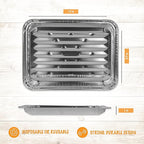 PLASTICPRO 10 Pack Disposable Aluminum Grill Liners Toppers Aluminum Foil Broiler Pans Durable Ribbed Grill Drip Pans 9x13