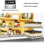 LYNK PROFESSIONAL® Pull Out Spice Organization for Cabinets - 10-3/8 inch Wide – Spice Rack for Inside Cabinets, Slide Out Spice Rack Organizer for cabinet – Pull Out Spice Rack, Sliding 2 Tier Chrome