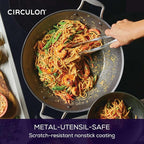 Circulon A1 Series w/ScratchDefense Nonstick Induction Wok with Lid, 14-Inch, Wok Pan with Lid, Graphite