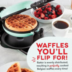 Dash Flip Belgian Waffle Maker - nonstick surface - Rotating Belgian Waffle Maker with Quick Heat-Up System for Easy Breakfasts - Supports Multi-Use - Aqua