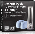 Water Filter Holder and 12 Water Filters for Keurig K-Supreme, K-Slim, K-Express, K-Select, K-Classic, K-Duo Plus, K-Elite, K-Iced, K-Cafe - for Use in All Keurig Brewers with Side-Loaded Reservoir