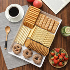 8 Pack, 16" x 11" Large White Serving Trays Set - Reusable Plastic Serving Platters for Cookie, Appetizer, Charcuterie, Snack, Dessert, Party Food Display - Stackable Kitchen CounterTop Tray, BPA Free