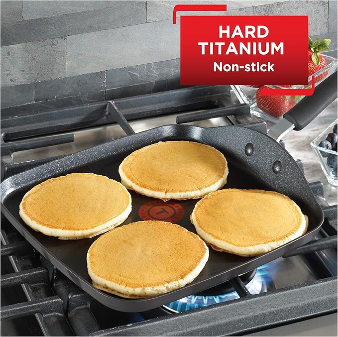 T-Fal Ultimate Hard Anodized Nonstick Griddle 10.25 Inch Oven Broiler Safe 400F Cookware, Pots and Pans, Dishwasher Safe Onyx