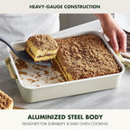 GreenPan Bakeware 13” x 9” Rectangular Cake Pan, Ceramic Nonstick Baking Pan, PFAS & BPA Free, Gold Handles, Durable Steel, Freezer to Oven Dish, Scratch Resistant, Bake & Roast Ovenware, Cream