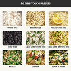 GreenPan Rice Cooker, 8 Cups Cooked (4 Uncooked), Low-Carb & Soup Mode,10 ONE-TOUCH Cooking Presets, PFAS-Free Ceramic Steamer Basket, Fuzzy Logic, Auto Keep Warm, Oats, 24HR Delay Timer, Graphite