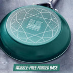 Blue Diamond 20 Piece Cookware and Bakeware Set, Diamond Infused PFAS-Free Ceramic Nonstick Pots and Pans, Durable Nontoxic Metal Utensil Safe & Scratch Resistant, Dishwasher & Oven Safe, Green