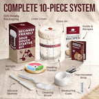Superbaking Sourdough Starter Jar, Beginner Sourdough Starter Kit, 34oz Wide Mouth Sour Dough Glass Jar with Guides & Recipes, Sourdough Bread Baking Supplies, Sourdough Container Crock