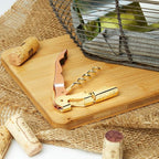 Twine Copper And Gold Double Hinged Waiter’s Corkscrew, Stainless Steel Wine Key with Foil Cutter, Double Hinged Corkscrew, Set of 1