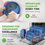 NutriChef 6-Piece Bakeware Set - Nonstick Carbon Steel Baking Pans with Red Silicone Handles, Blue Coating, Durable & Stain-Resistant, Perfect for Baking Cakes, Muffins, Cookies (Blue)