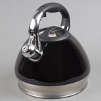 Creative Home 3.5 Quart Whistling Tea Kettle for Stovetop, Food Grade Stainless Steel Tea pot, Fast Boiling Water, Ergonomic Handle, for Gas & Induction, Black