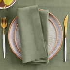 Solino Home Linen Napkins Set of 4-100% Pure Linen Oil Green Dinner Napkins Cloth 20 x 20 Inch for New Year - Fete, Handcrafted and Machine Washable
