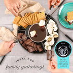Kusini Electric Fondue Pot Set - Chocolate Fondue Kit - Temperature Control, Detachable Serving Trays, & 4 Roasting Forks - Gift Set & Date Night Idea. Serve at Movie Night or Game Night.