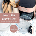 COOK WITH COLOR 1400W 5.5Qt Digital Kitchen Air Fryer with Glass Basket, 8 Presets Healthy Cooking Options, Bake, Fry, Reheat, 60-Min Timer, Adjustable Temperature Control 175°F–400°F, Blush