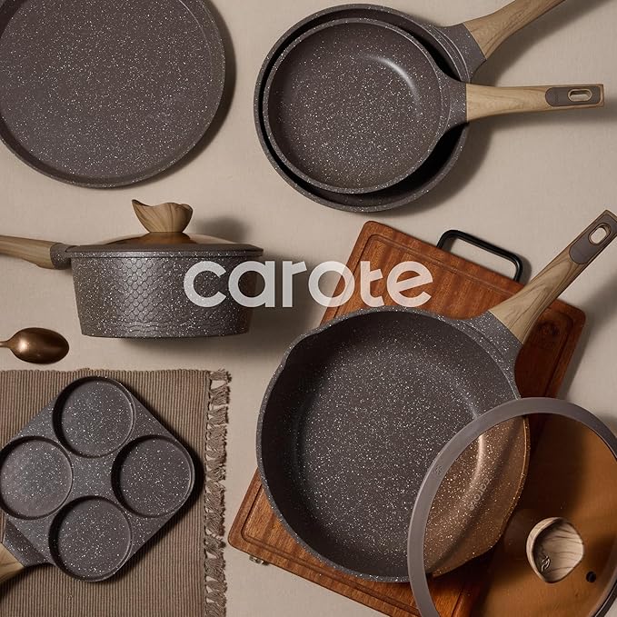 CAROTE 31pcs Pots and Pans Set Non Stick, Cookware Set Pots and Pans, Nonstick Kitchen Cooking, Induction Cook Ware, PFOA Free