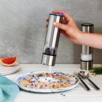 u'Select electric salt and pepper mills in stainless steel, 20 cm