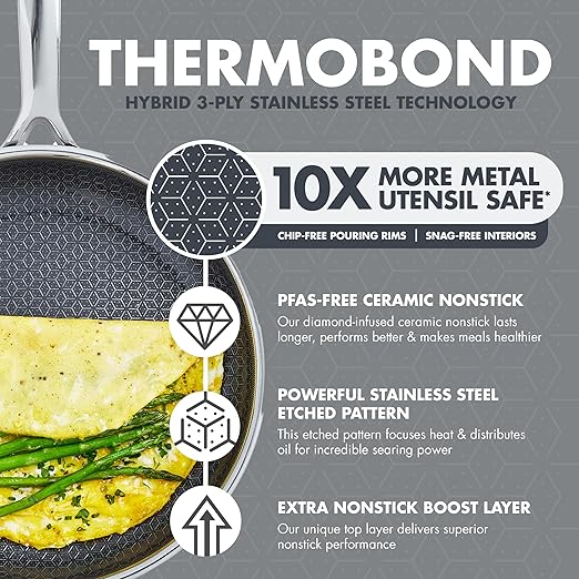 GreenPan Spectra 10 Piece Cookware Set,Hybrid Tri-Ply Stainless Steel, PFAS-Free Ceramic Nonstick Textured Cooking Surface,Induction Pots & Pans with Lids, Dishwasher Safe,Oven & Broiler Temp to 850˚F