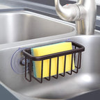 SunnyPoint NeverRust Kitchen & Bathroom Sink Caddy for Sponges, Scrubbers, Soap, 6" x 2.5" x 2.65", with Adhesive Mount - Additional Suction Cup Included –Aluminum (Oil Bronze, NOT Black)