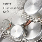 CAROTE 21pcs Tri-Ply Stainless Steel Cookware Set, Pots and Pans Set, Non Toxic Induction Kitchen Cooking Sets, Cookware Collection, Mirror Polish, Gold