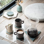 LINE+ARC Extra Thick Silicone Coasters (As Seen in NYTimes WireCutter) Waterproof Anti-Stain Heat-Safe Dishwasher-Safe Degrē Coasters (Set of 6, Mauve) Outdoor Rubber Mid-Century Modern