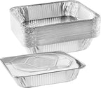 NYHI 9x13 Aluminum Pans With Lids, Disposable Half Size Steam Table Foil Pans for Catering, Baking, Roasting, Buffet Trays, Food Containers – (10 Pack)