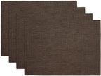 Solino Home Linen Placemats Set of 4-100% Pure Linen Chambray Brown Cloth Placemats 14 x 19 Inch - Athena