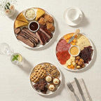 Dizada Round Serving Platters 3-Pack (12.8"/10.8"/8.8") - White Porcelain Serving Trays for Veggie, Fruit, Cheese, Snack, Party Entertaining