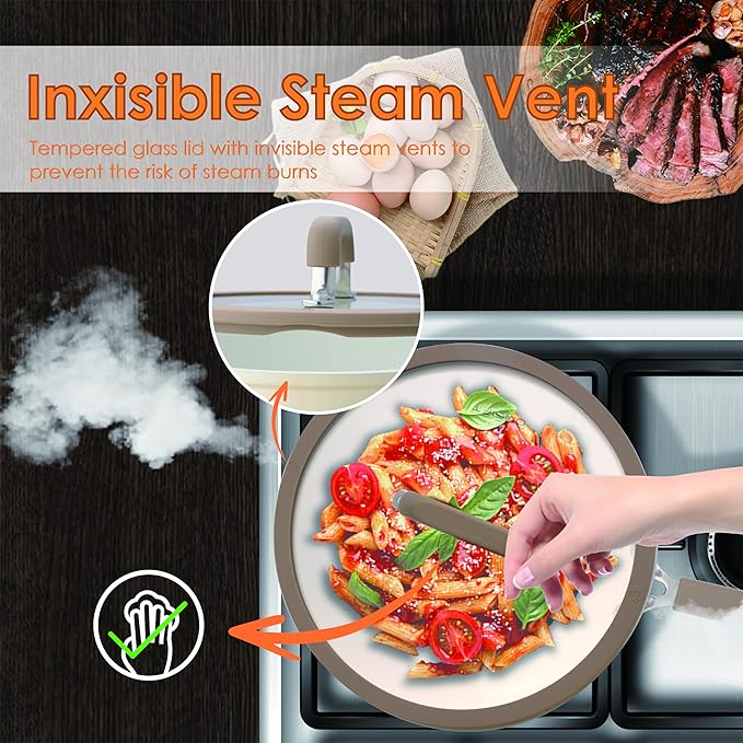 22Pcs Pots and Pans Set Non Stick, Ceramic Nonstick Cookware Set, Kitchen Induction Pots and Pans Cooking Set with Stay Cool Handles, without PFOA, PTFE or PFAS, Cream Yellow