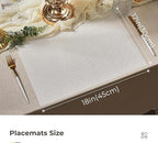 Leetaltree Luxury Crystal White Sequin Placemats Set of 12 - Waterproof Washable for Wedding, Anniversary, Daily Use - Sparkling Table Decor - Hand-Cut
