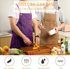 Tosewever Canvas Cross Back Chef Cotton Aprons for Men Women with Large Pockets