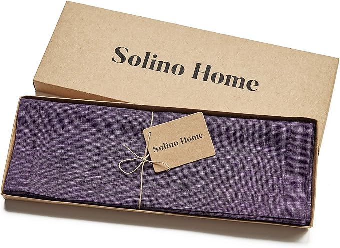 Solino Home Linen Placemats Set of 4 - Grape Placemats 14 x 19 Inch - 100% Pure Linen Table Mats for Valentines, New Year - Athena