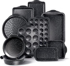 Country Kitchen Nonstick Stackable Bakeware Set - Durable, Easy Release Baking Set, Black, 10 Pcs