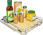LYNK PROFESSIONAL® Élite™ Pull Out Spice Organization for Cabinets - 10-3/8 inch Wide – Spice Rack for Inside Cabinets – Wood/Chrome - Sliding Spice Rack Organizer for cabinet – Spice Rack - 1 Tier