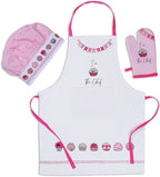 AMOUR INFINI Apron and Hat Set, 3 Pcs- Adjustable Kitchen Apron Oven Mitts Set