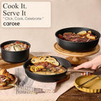 CAROTE 19pcs Pots and Pans Non Stick, Cookware Sets Detachable Handle, Induction Kitchen Pots and Pans,NonStick Cooking Set, Oven/Dishwasher/Fridge Safe, Space Saving