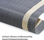 Leetaltree Luxury Dark Blue Placemats with Gold Stripes Placemats Set of 4 - Waterproof Washable for Wedding, Anniversary, Daily Use - Sparkling Table Decor - Hand-Cut
