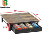 DecoBrothers Vertuo Pod Holder Drawer, 24 Large or 48 Small Nespresso Capsule Organizer, Rustic Brown