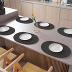 Placemats Set of 6 Oval – Woven Boho Farmhouse Table Mats for Dining Table for 6, Kitchen Decor, Washable and Handmade Rustic Table Accessories(Oval, Black)