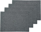 Solino Home Linen Placemats Set of 4 - Charcoal Grey Placemats 14 x 19 Inch - 100% Pure Linen Table Mats for Winter - Athena