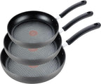 T-Fal Ultimate Hard Anodized Nonstick Fry Pan Set 3 Piece: 8, 10.25, & 12 Inch, Oven Broiler Safe 400F, Kitchen Cookware Set, Pots and Pans Set Non Stick, Frying Pans, Skillets, Dishwasher Safe, Onyx