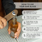 A Bar Above Bottle Opener, Bartender Tool, Flat Bar Blade Speed Opener, Heavy Stainless Steel Beer Cap Lifter With Thumb Hole, Dishwasher Safe Rust Resistant, Bartender Accessories, Cooper, Pack of 3